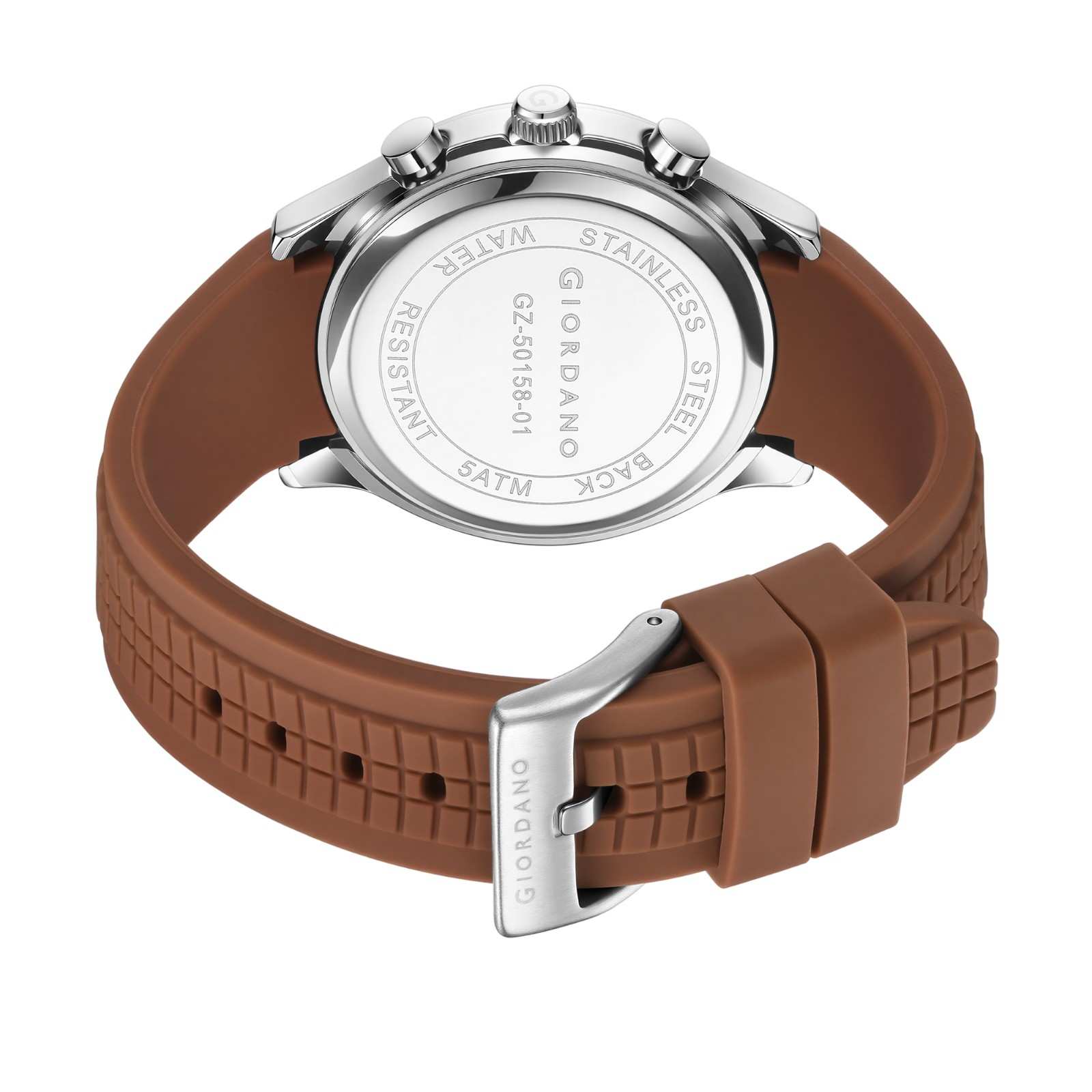 Giordano Two Eyed Multifunction Watch for Men – 50 ATM Water Resistance, Date Display,Textured Dial and Silicon Strap GZ-50158-01