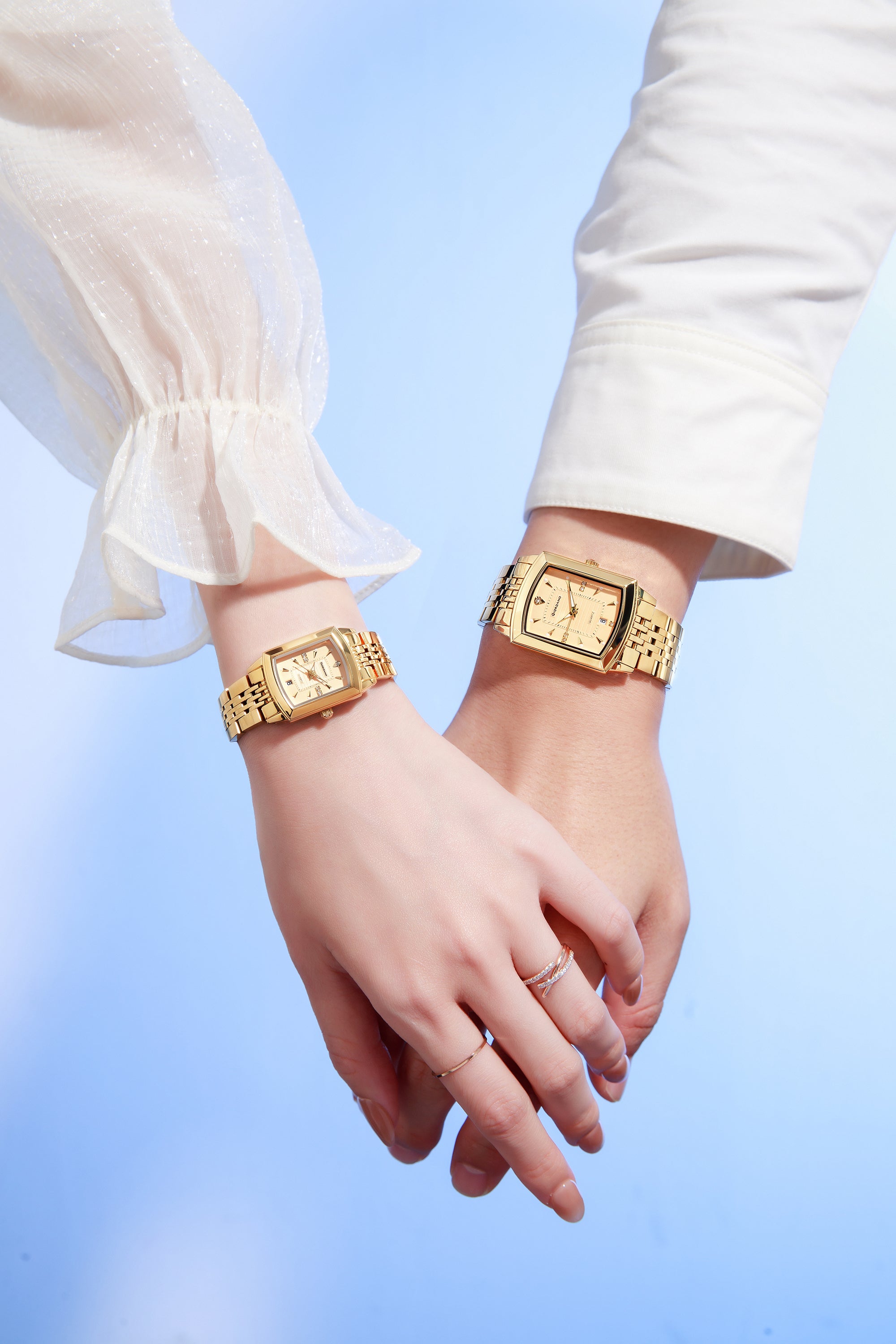 Giordano Analog Pair Watch For Unisex With Round Dial, Crystal Indices , Date Display And Stainless Steel Strap GZ-991-SET-11