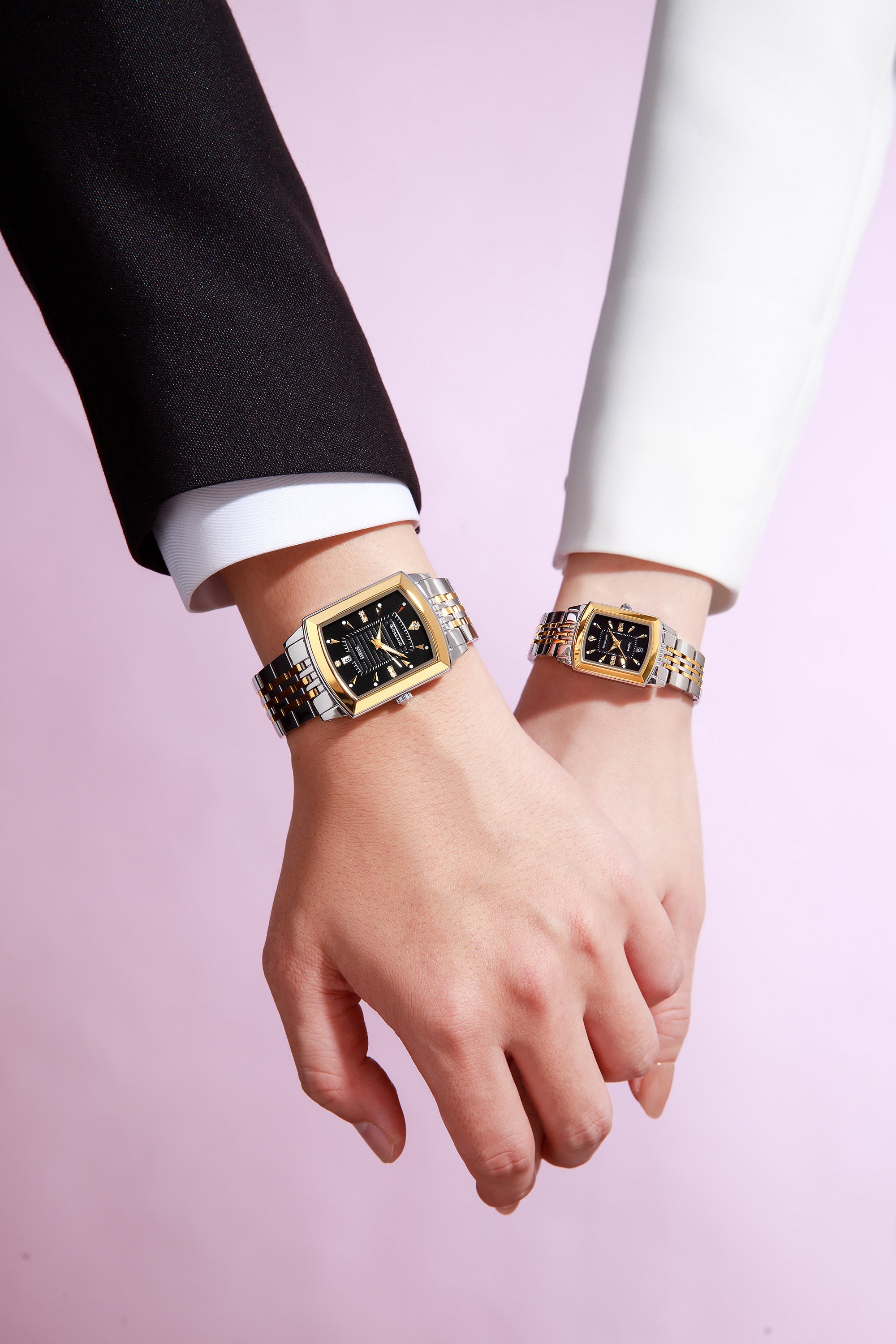 Giordano Analog Pair Watch For Unisex With Round Dial, Crystal Indices , Date Display And Stainless Steel Strap GZ-991-SET-33