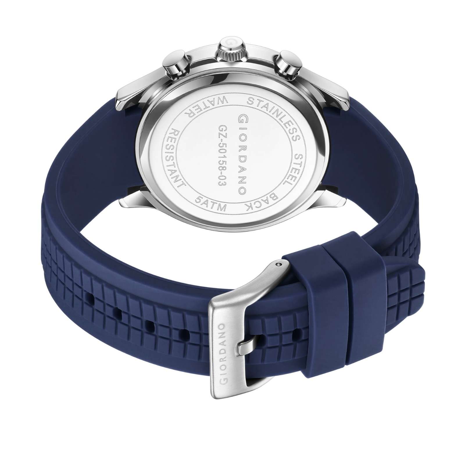 Giordano Two Eyed Multifunction Watch for Men – 50 ATM Water Resistance, Date Display,Textured Dial and Silicon Strap GZ-50158-03