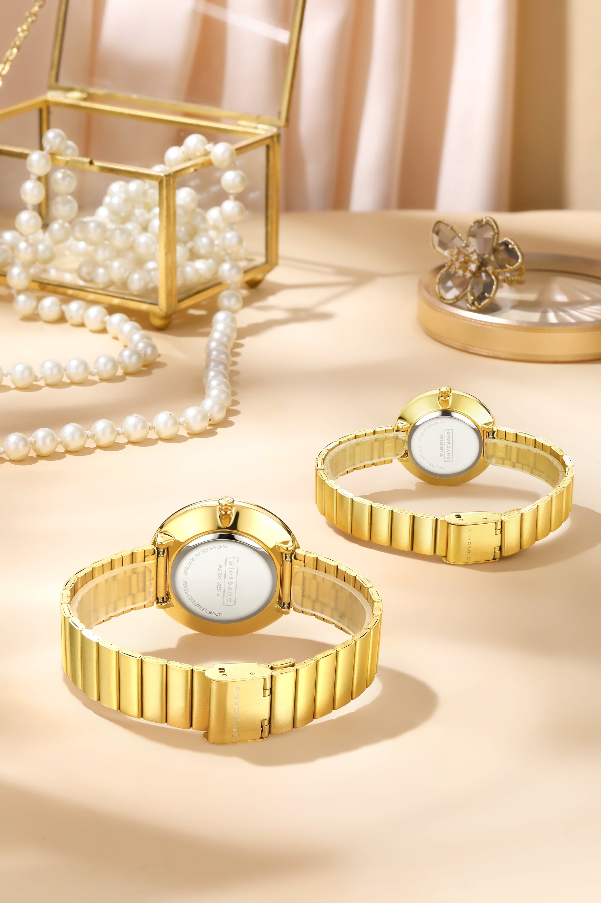 Giordano Analog Couple Watch Set – Elegant Dial with Stainless Steel Strap – His & Hers Matching Watches – Minimalist Unisex Design | GZ-992-SET-33