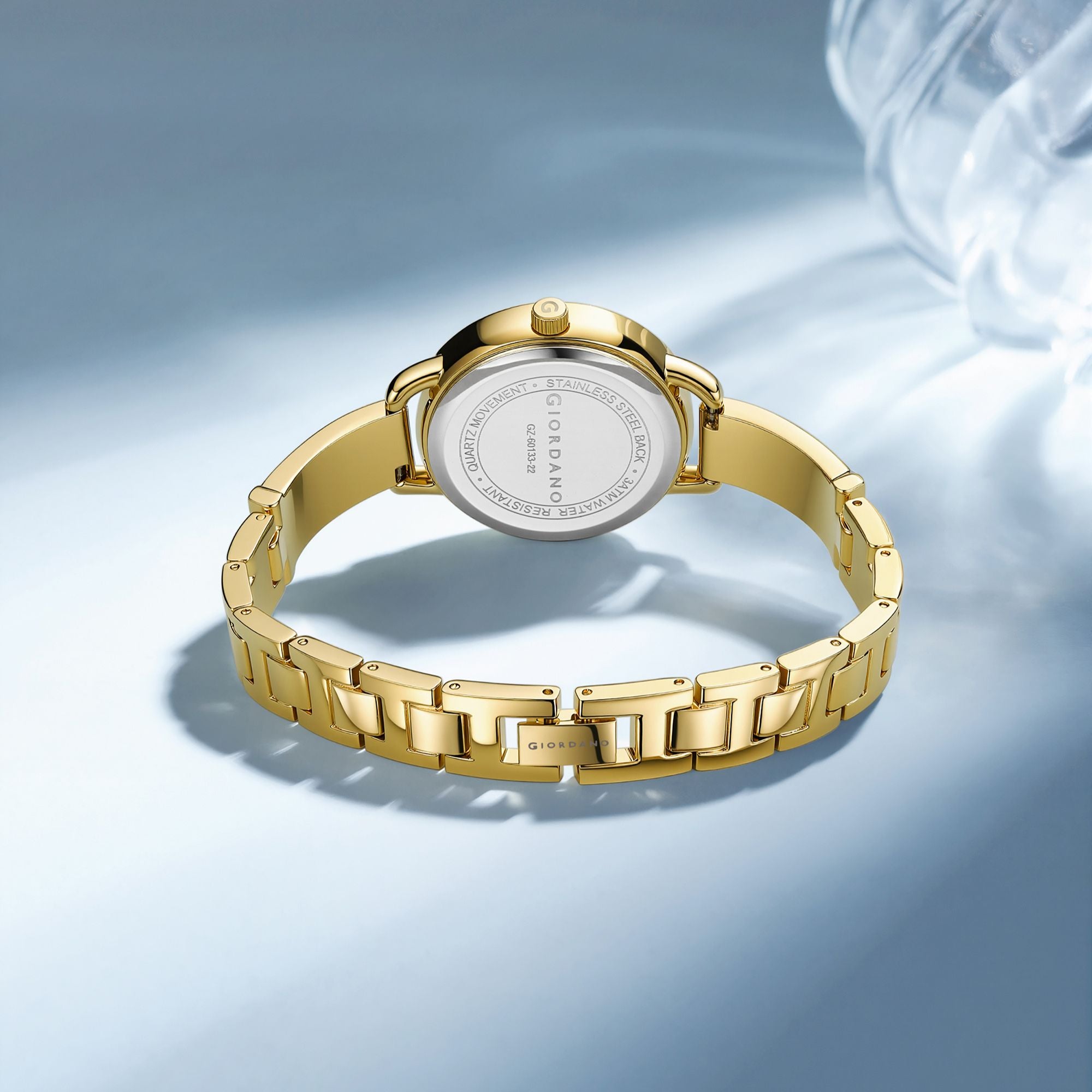 Giordano Luxury Fashion Analog Watch for Women with Elegant Dial, Crystal-Studded Bezel, Stainless Steel Strap & Water Resistant GZ-60133-22