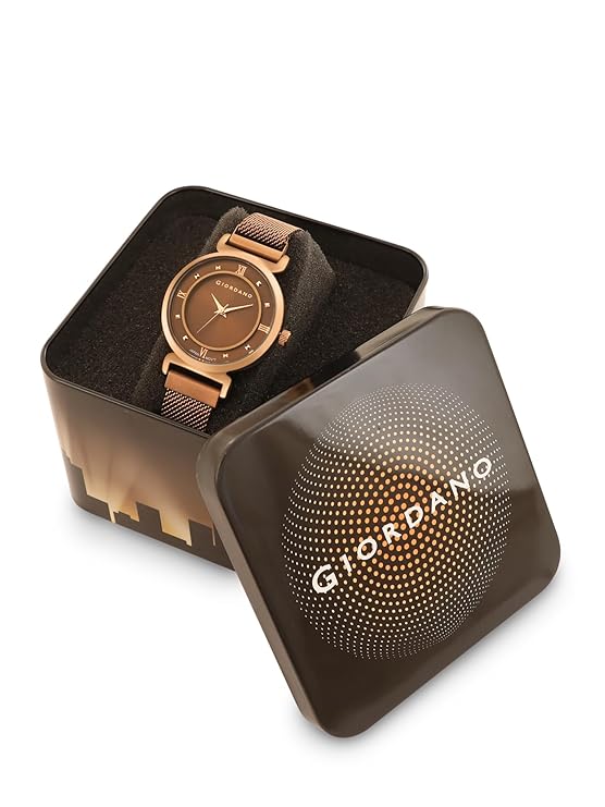Giordano Silver  Analog Stylish Watch for Women with Mesh Metal Strap, 3 Hand Mechanism and Roman Numerals GZ-60062-55