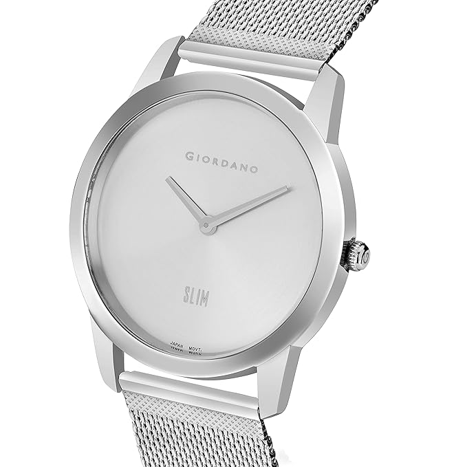 Giordano Slim Watch Collection Analog Watch for Men & Boys | Mesh Metal Band with Stainless Steel Case Round Shape Water Resistant Wrist Watch - GD-4064-11