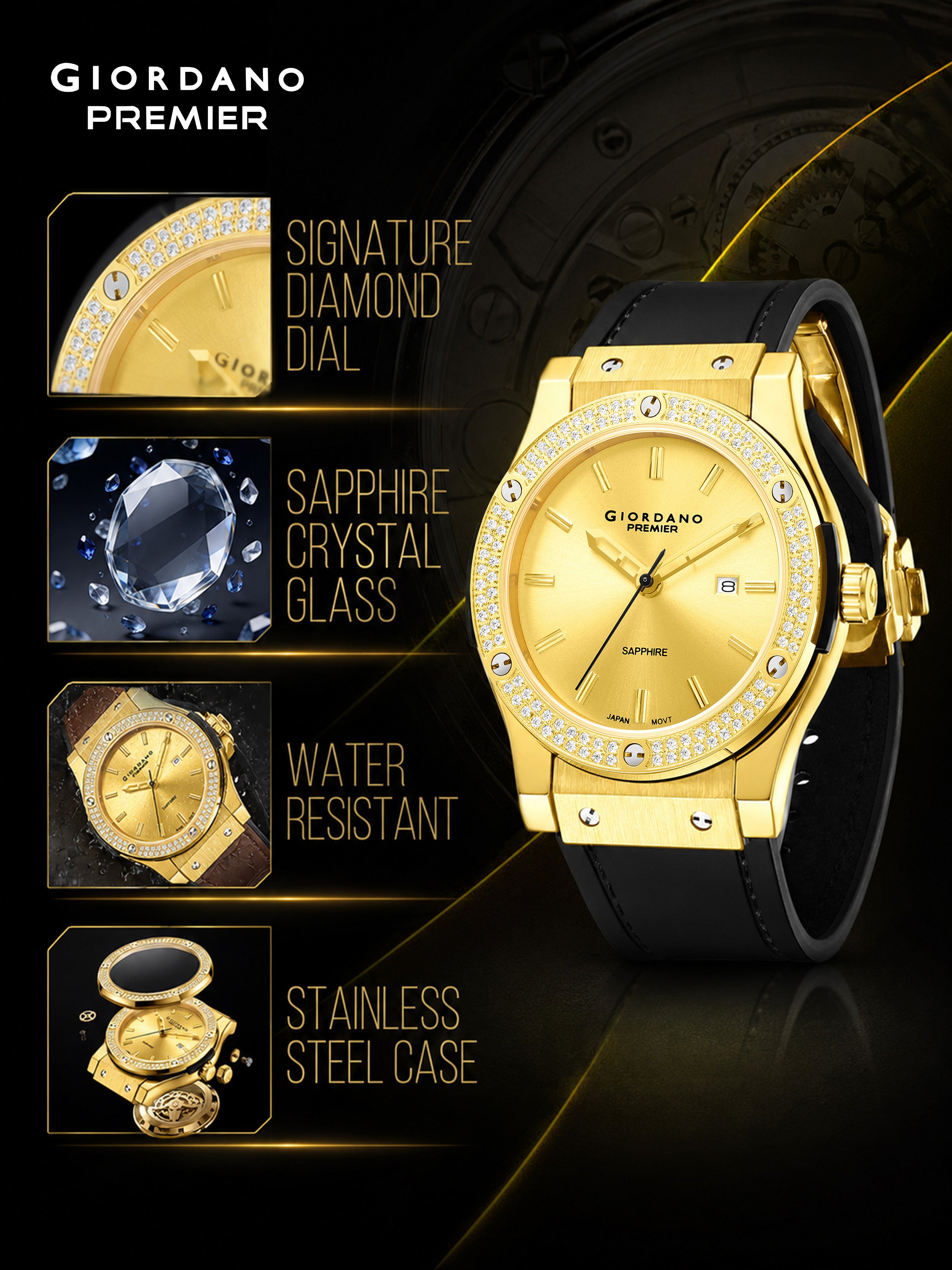 Giordano Premier Aura Collection Analog Quartz Watch for Men - GZ-50227-01