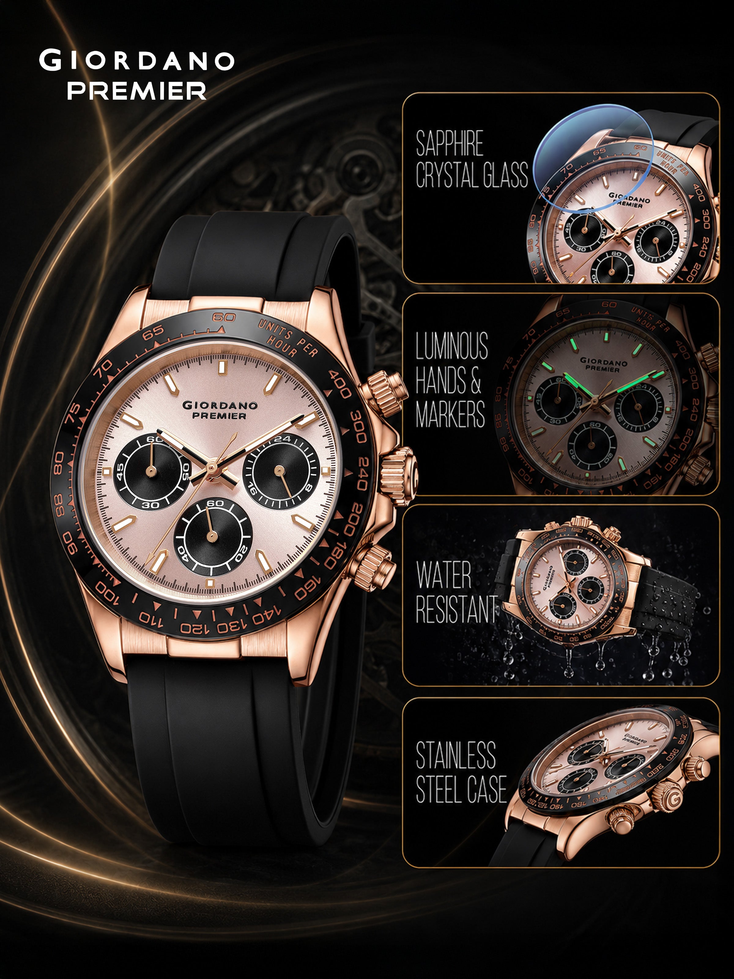 Giordano Premier Ember Collection Chronograph Analog Quartz Watch for Men - GZ-50241-02