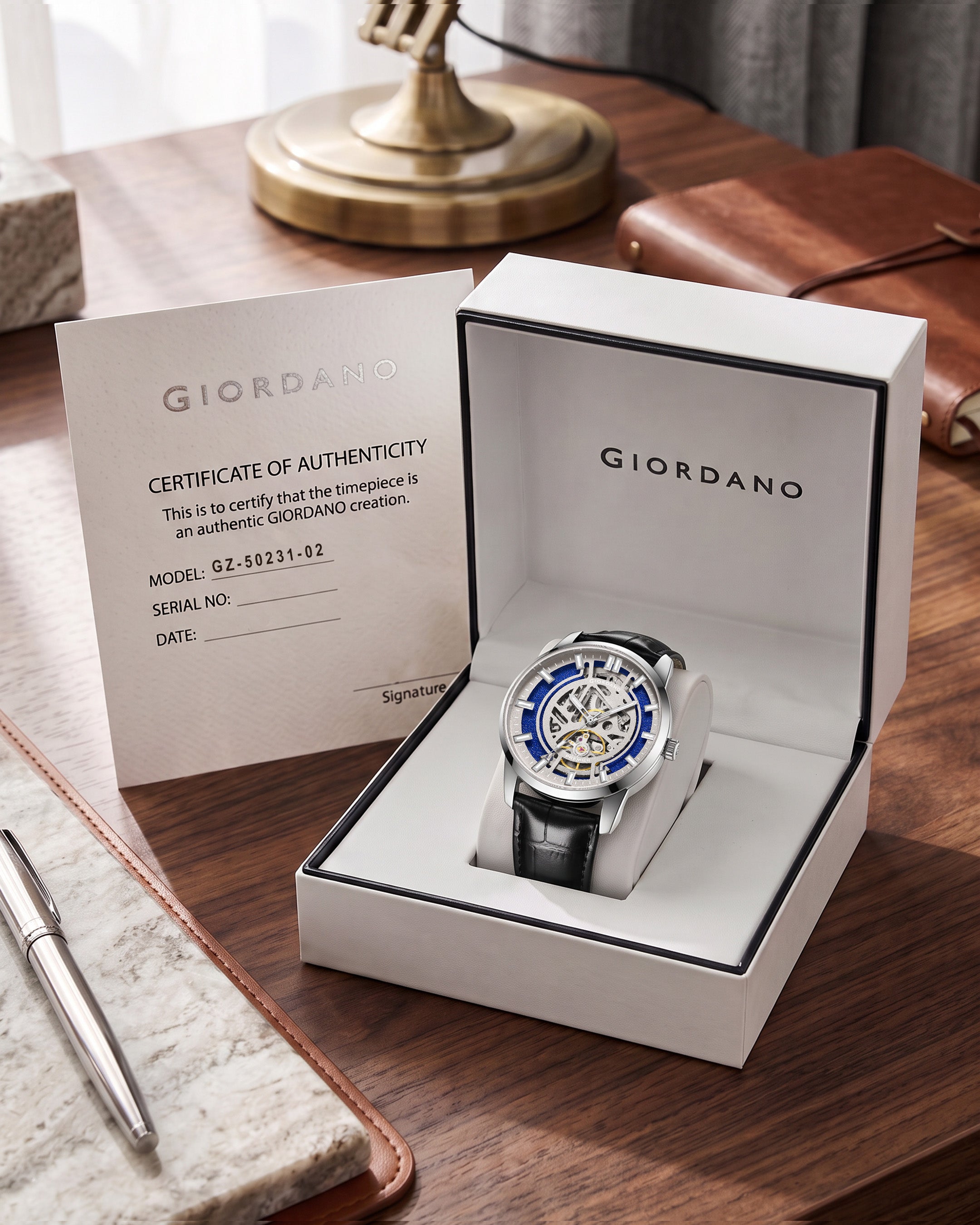 Giordano Premier Eterno Collection Automatic Mechanical Movement Skeleton-Style Watch for Men - GZ-50231-02
