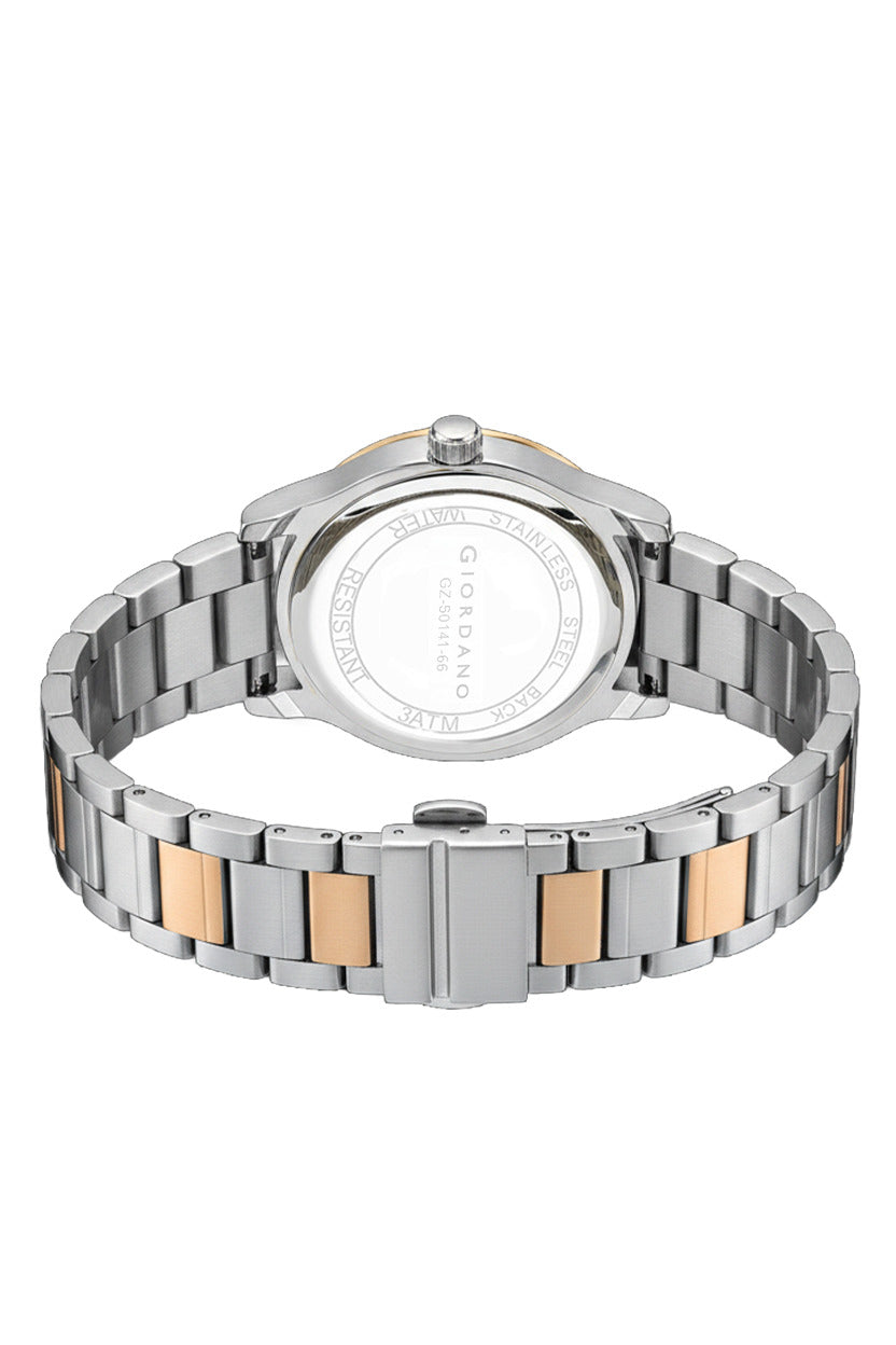 Giordano Modern Watch for Men – Round Brown Textured Dial, Date Display and Stainless Steel Strap - GZ-50141-66