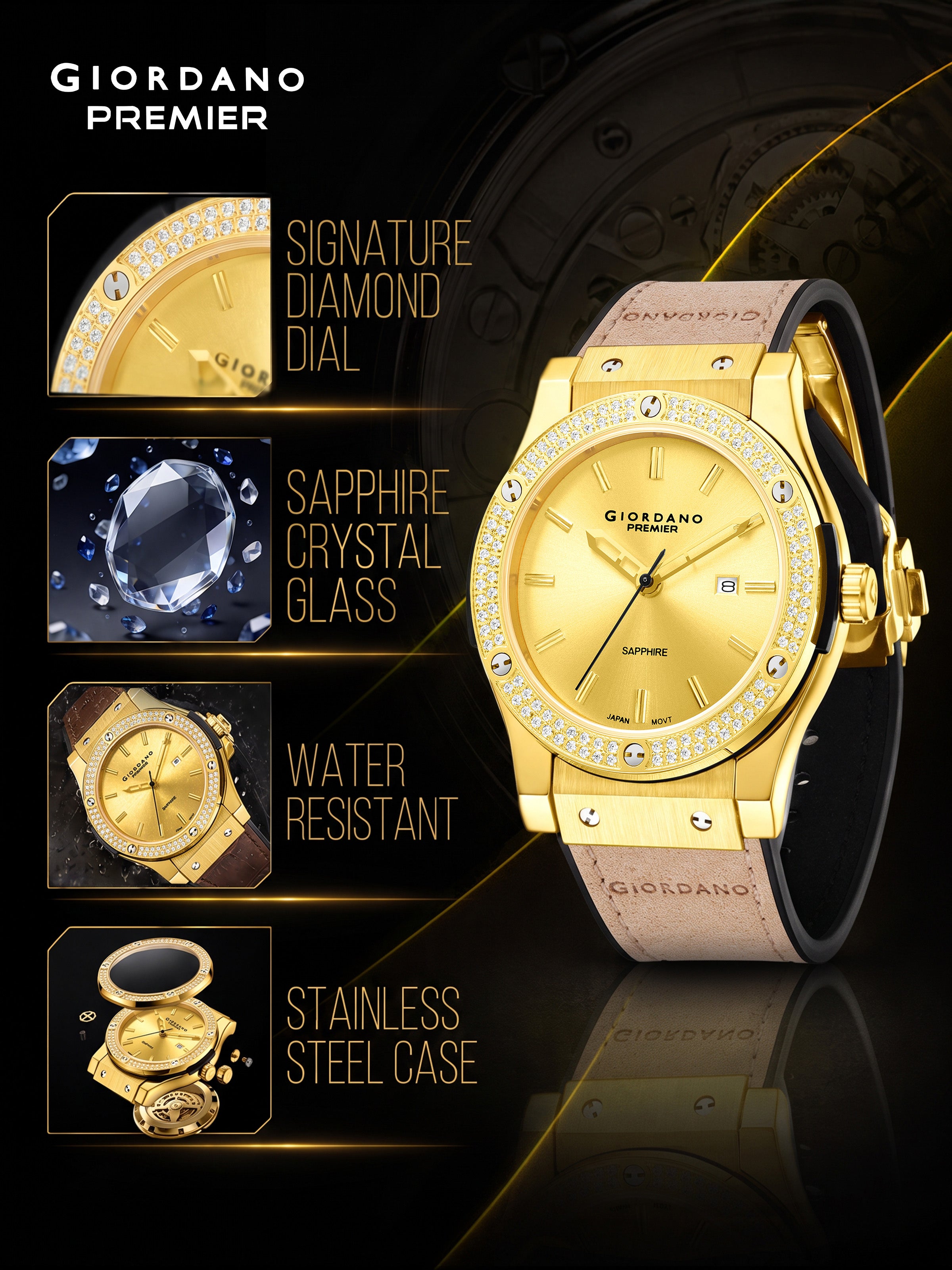Giordano Premier Aura Collection Analog Quartz Watch for Men - GZ-50227-02