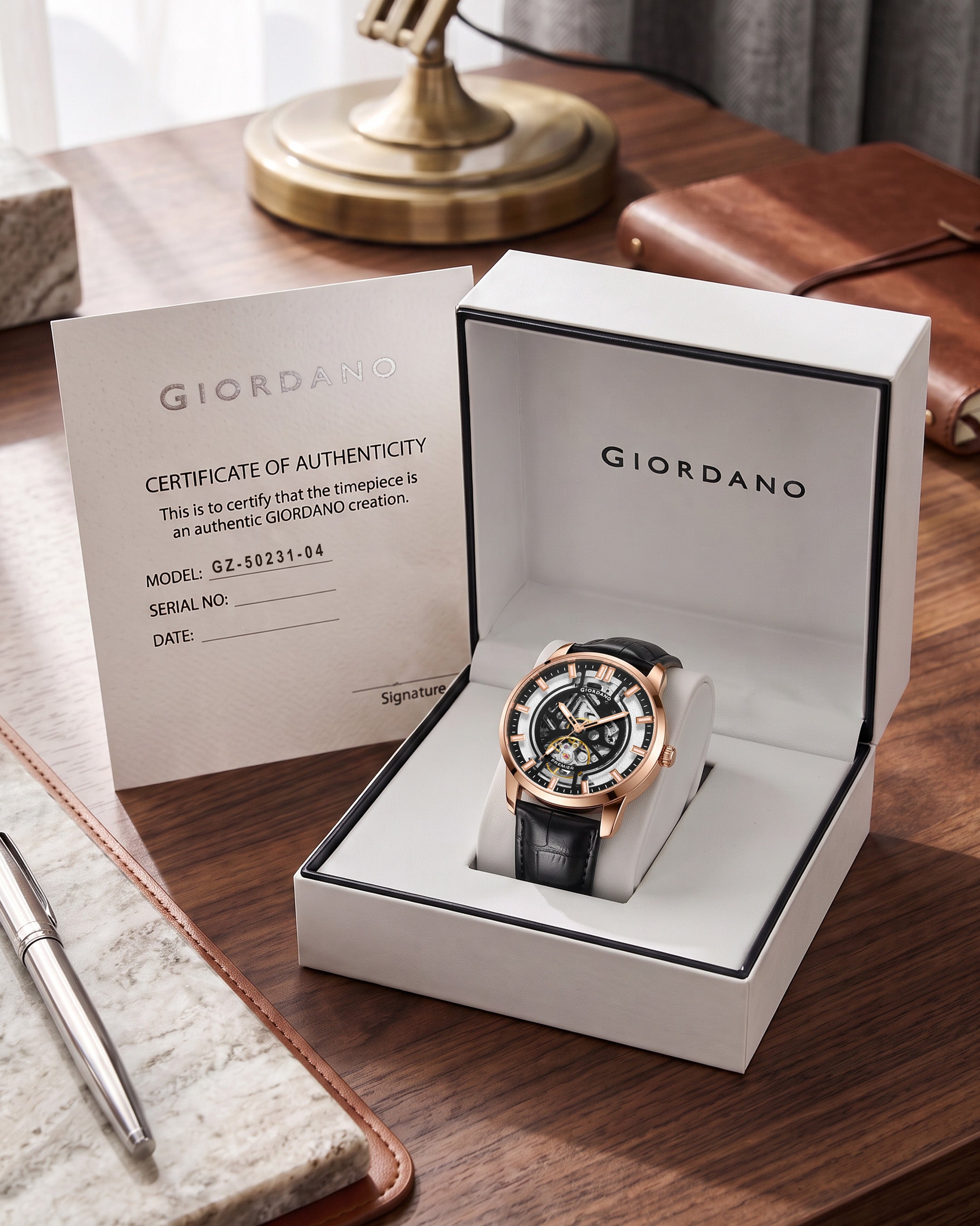 Giordano Premier Eterno Collection Automatic Mechanical Movement Skeleton-Style Watch for Men - GZ-50231-04