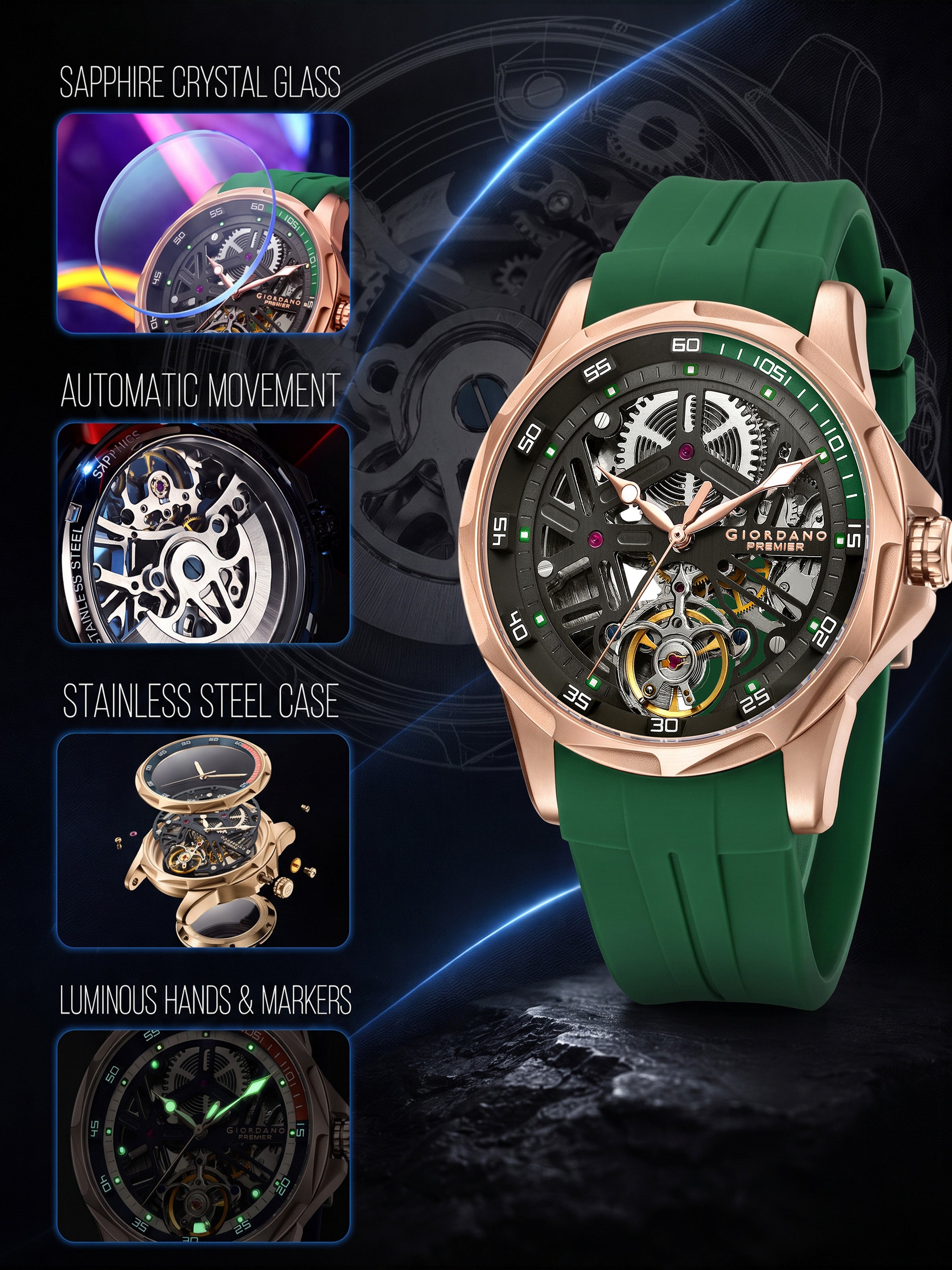 Giordano Premier Torque Collection Automatic Watch for Men - GZ-50226-03