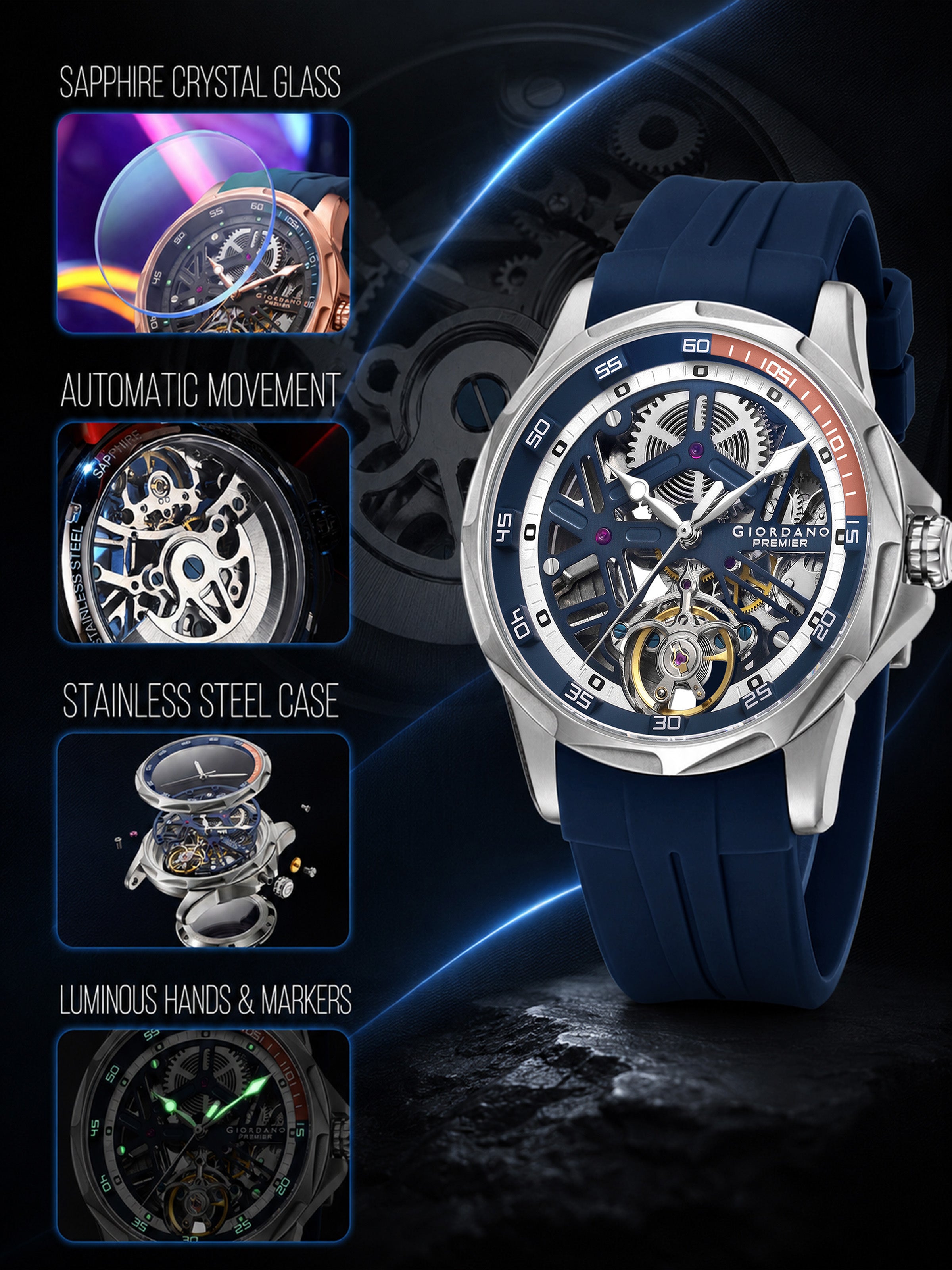 Giordano Premier Torque Collection Automatic Watch for Men - GZ-50226-01