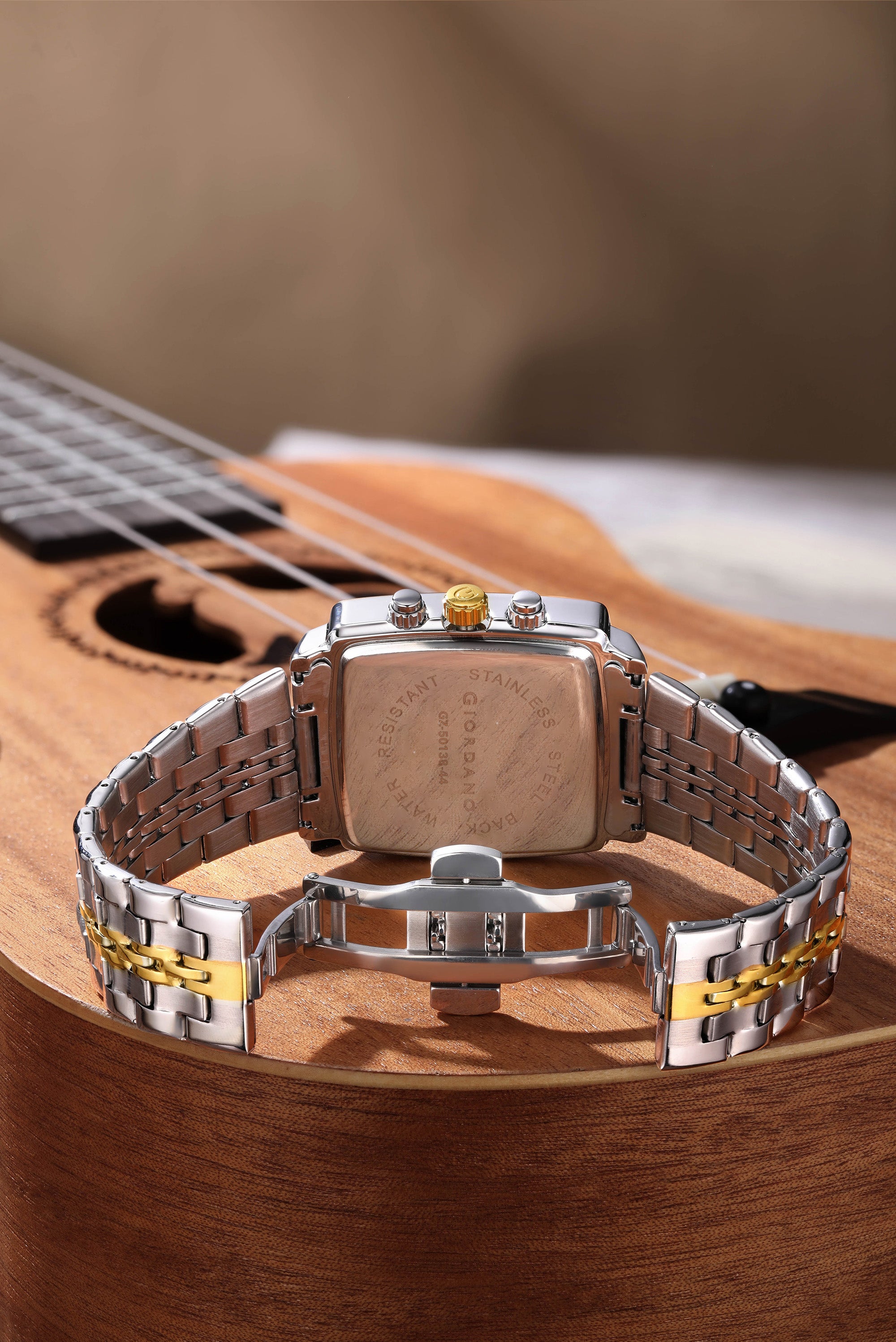 Giordano Multi Function Watch For Men With Square Blue Dial, Stainless Steel Strap And Date Display GZ-50138-44