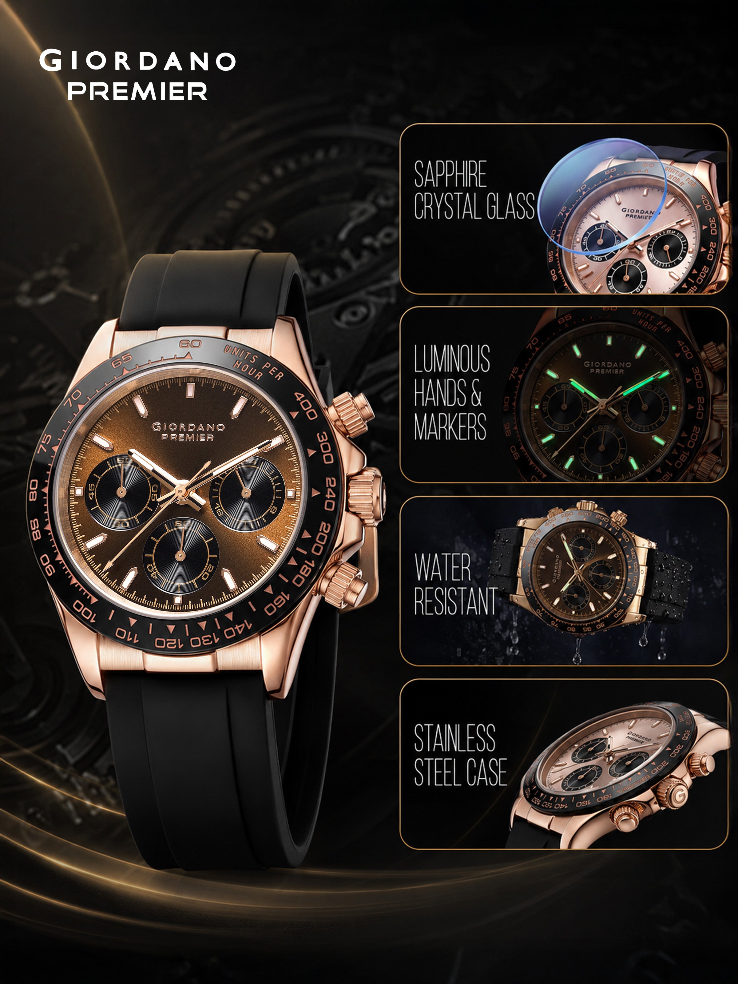 Giordano Premier Ember Collection Chronograph Analog Quartz Watch for Men - GZ-50241-01