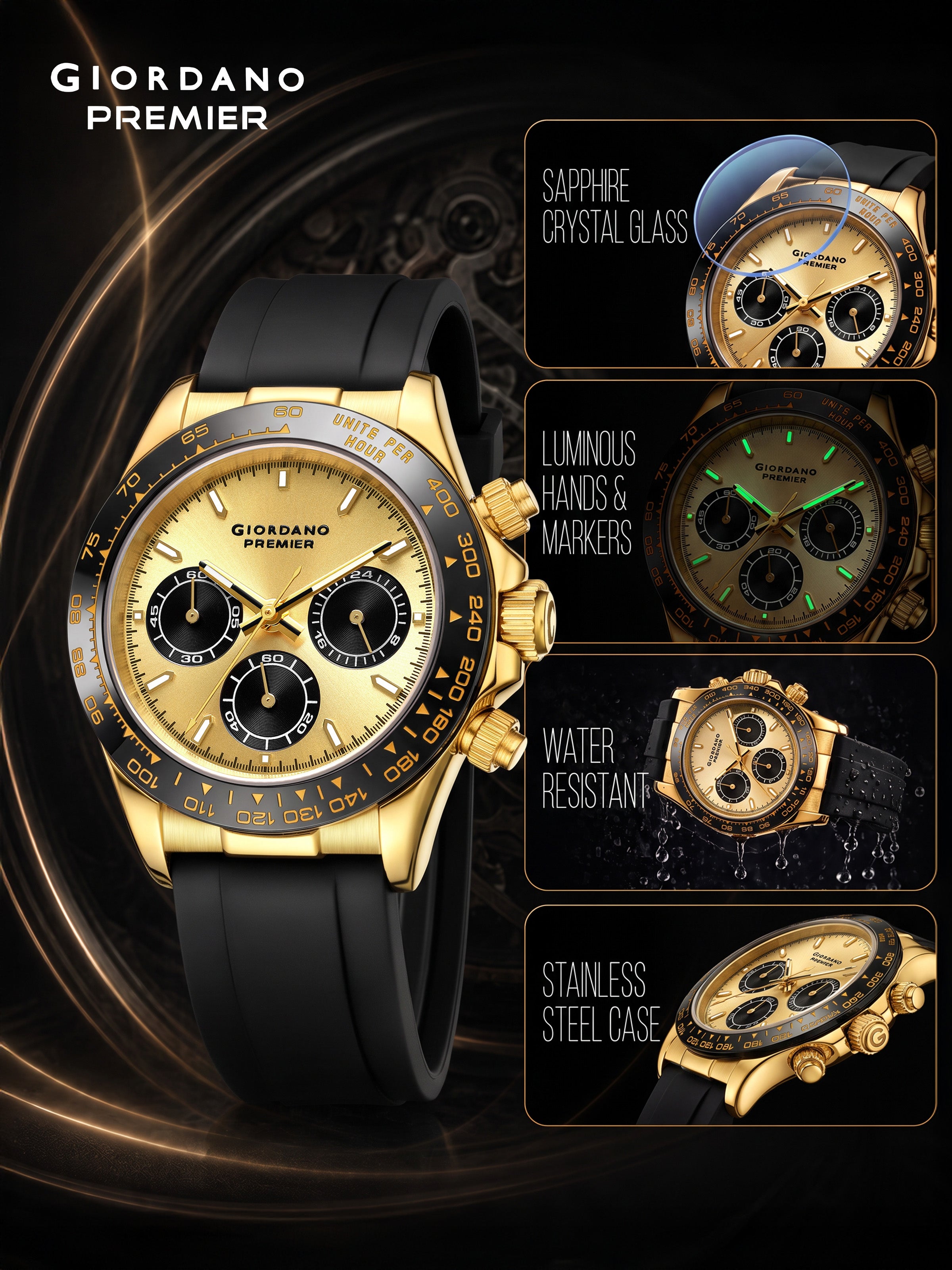 Giordano Premier Ember Collection Chronograph Analog Quartz Watch for Men - GZ-50241-03