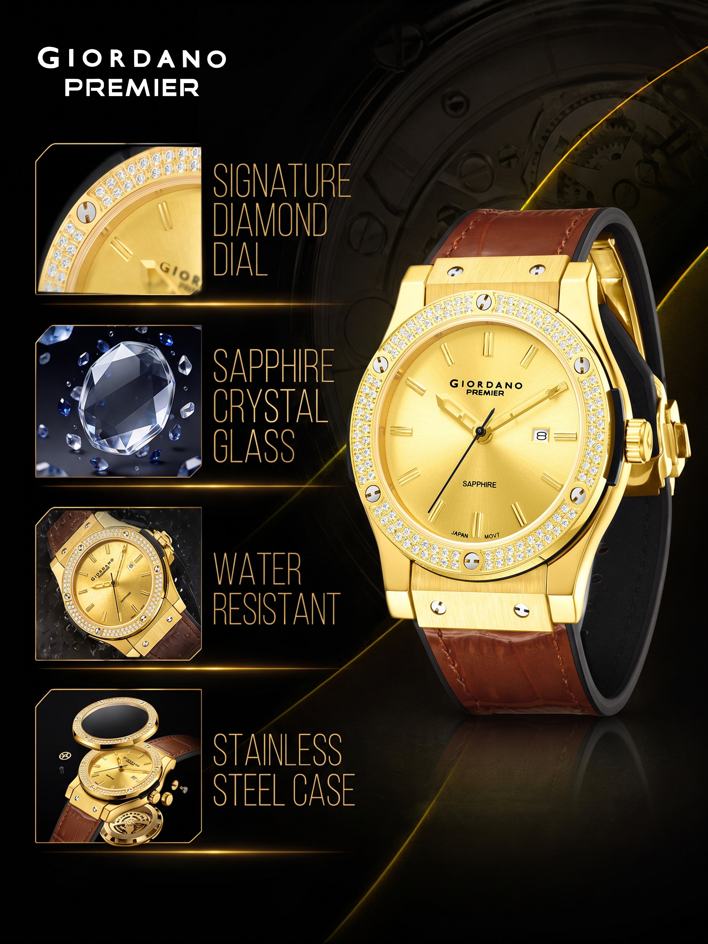 Giordano Premier Aura Collection Analog Quartz Watch for Men - GZ-50227-03