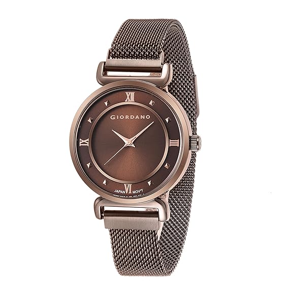 Giordano Silver  Analog Stylish Watch for Women with Mesh Metal Strap, 3 Hand Mechanism and Roman Numerals GZ-60062-55