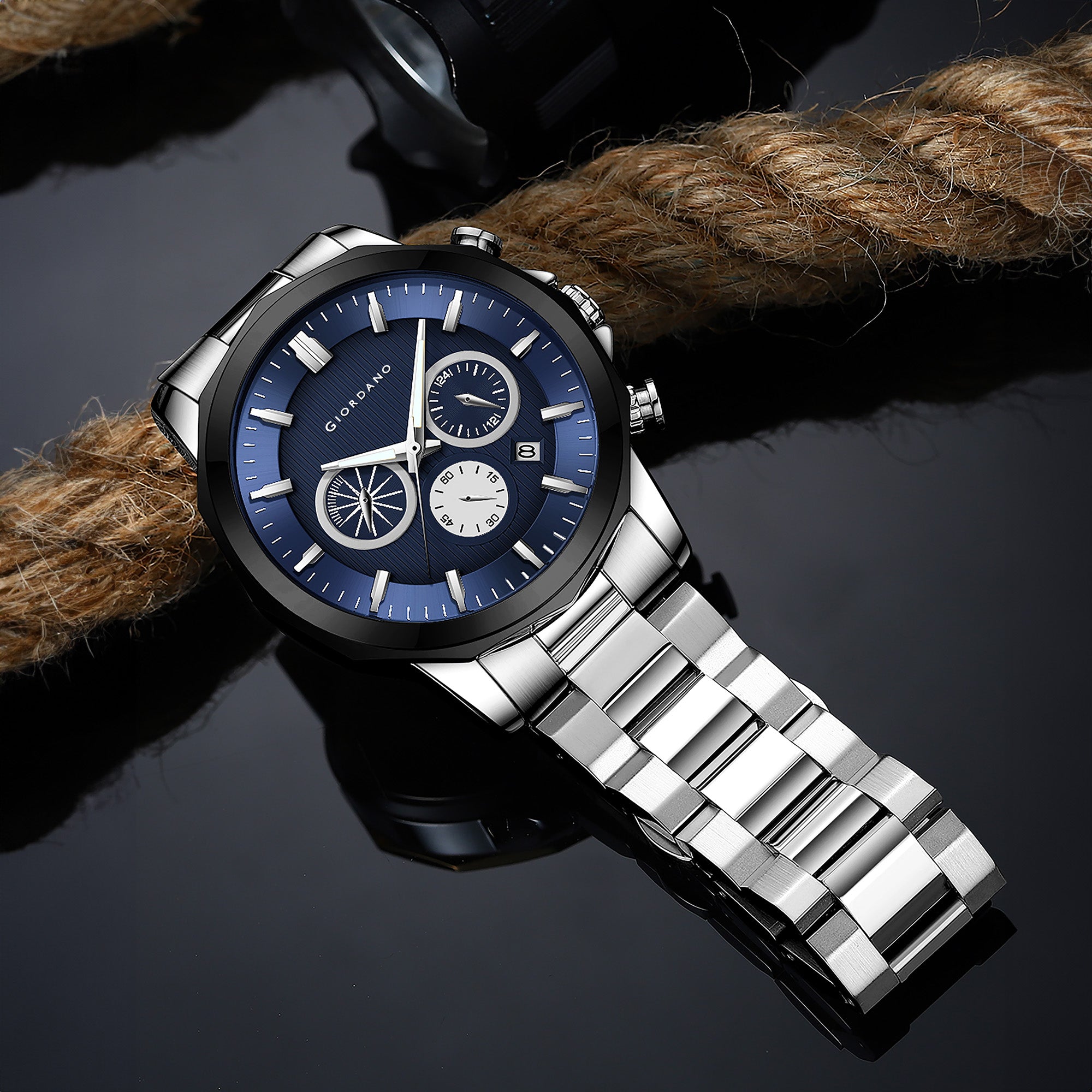 Giordano Analog Wrist Watch for Men Stylish Metal Strap with Water Resistant Multifunction Mechanism Watch GZ-50036-11