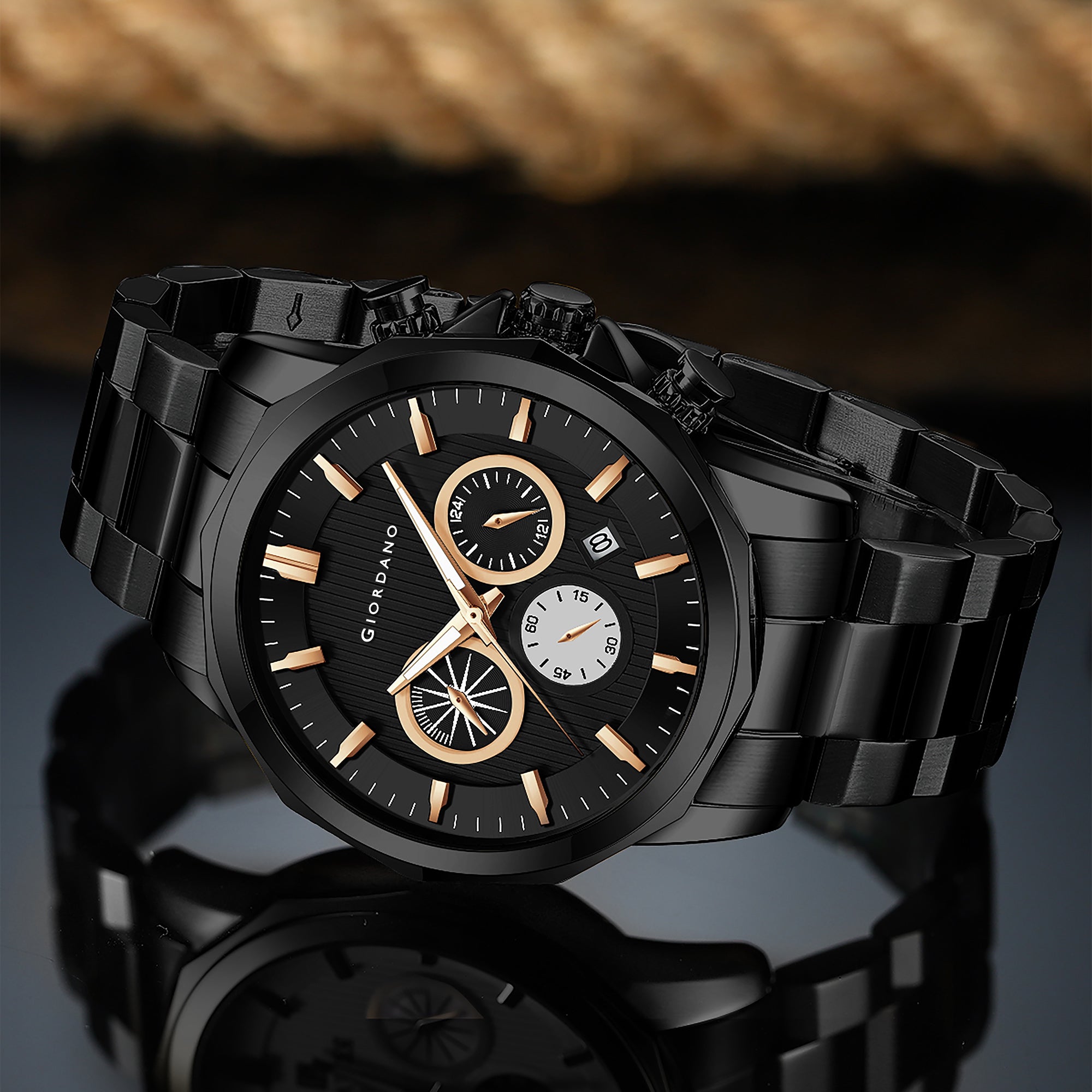 Giordano Analog Wrist Watch for Men Stylish Metal Strap with Water Resistant Multifunction Mechanism Watch GZ-50036-22