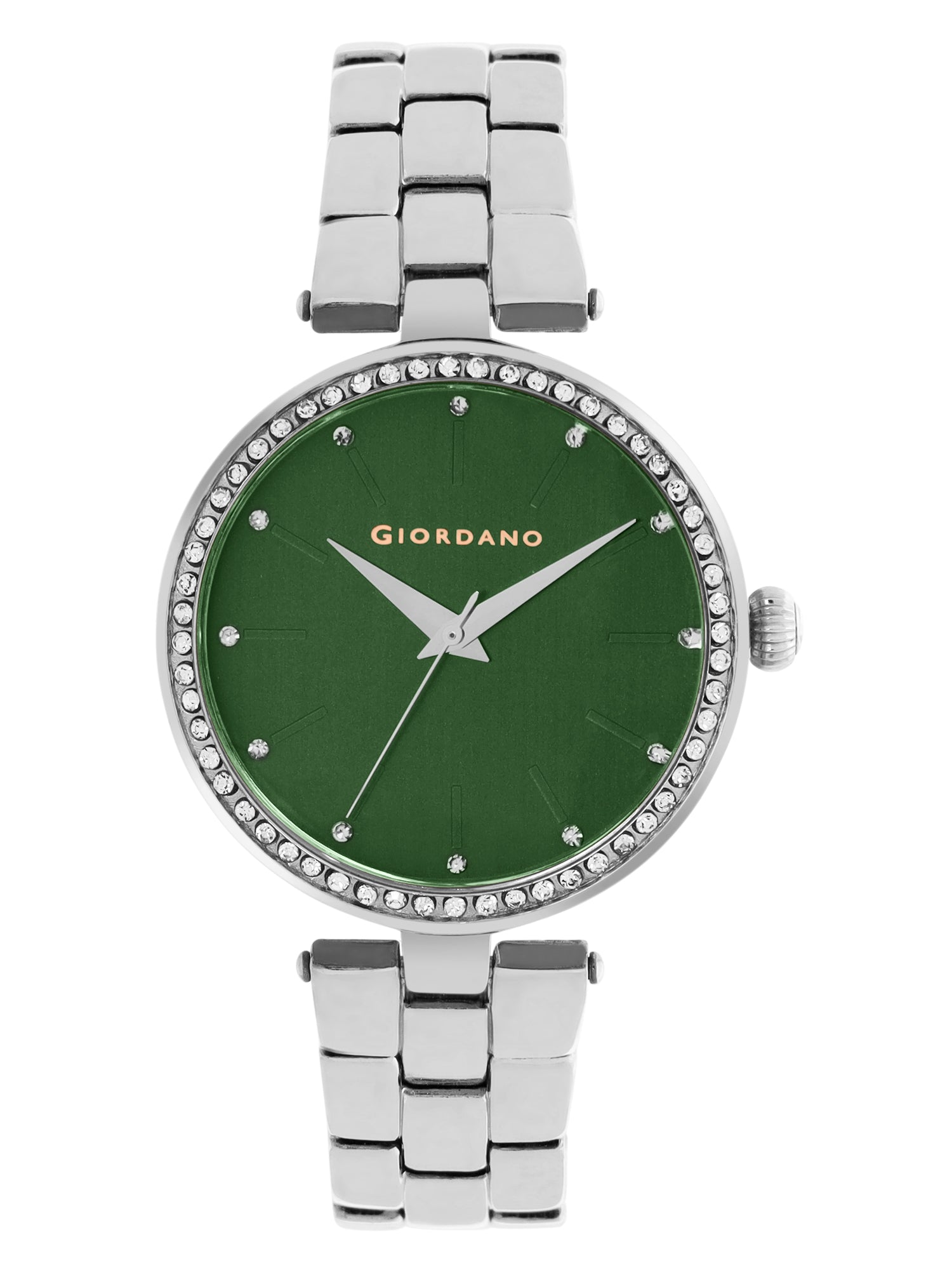 Giordano Analog Watch for Women with Diamond Studded Case and Metal Strap | A2079-55