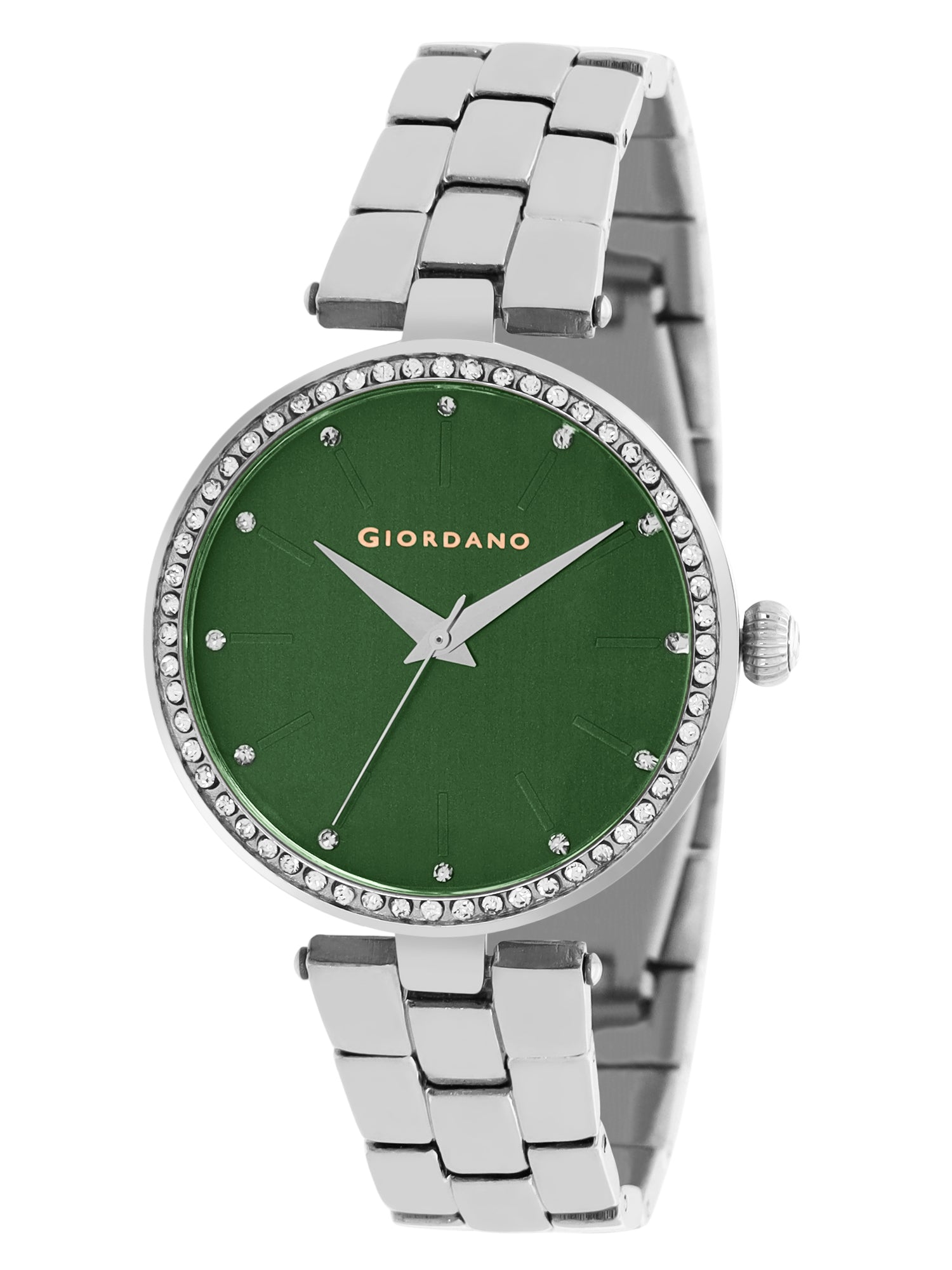 Giordano Analog Watch for Women with Diamond Studded Case and Metal Strap | A2079-55