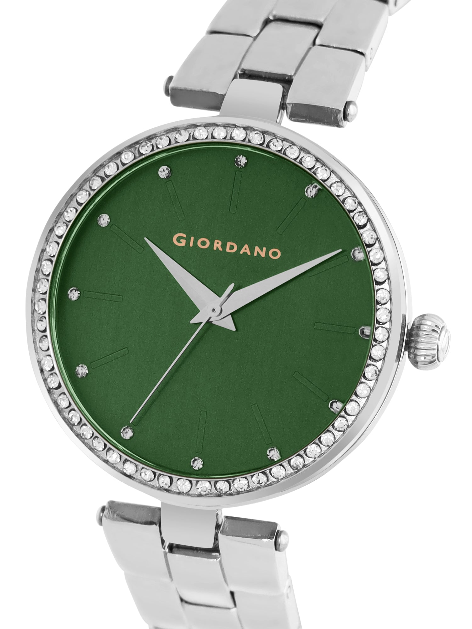 Giordano Analog Watch for Women with Diamond Studded Case and Metal Strap | A2079-55
