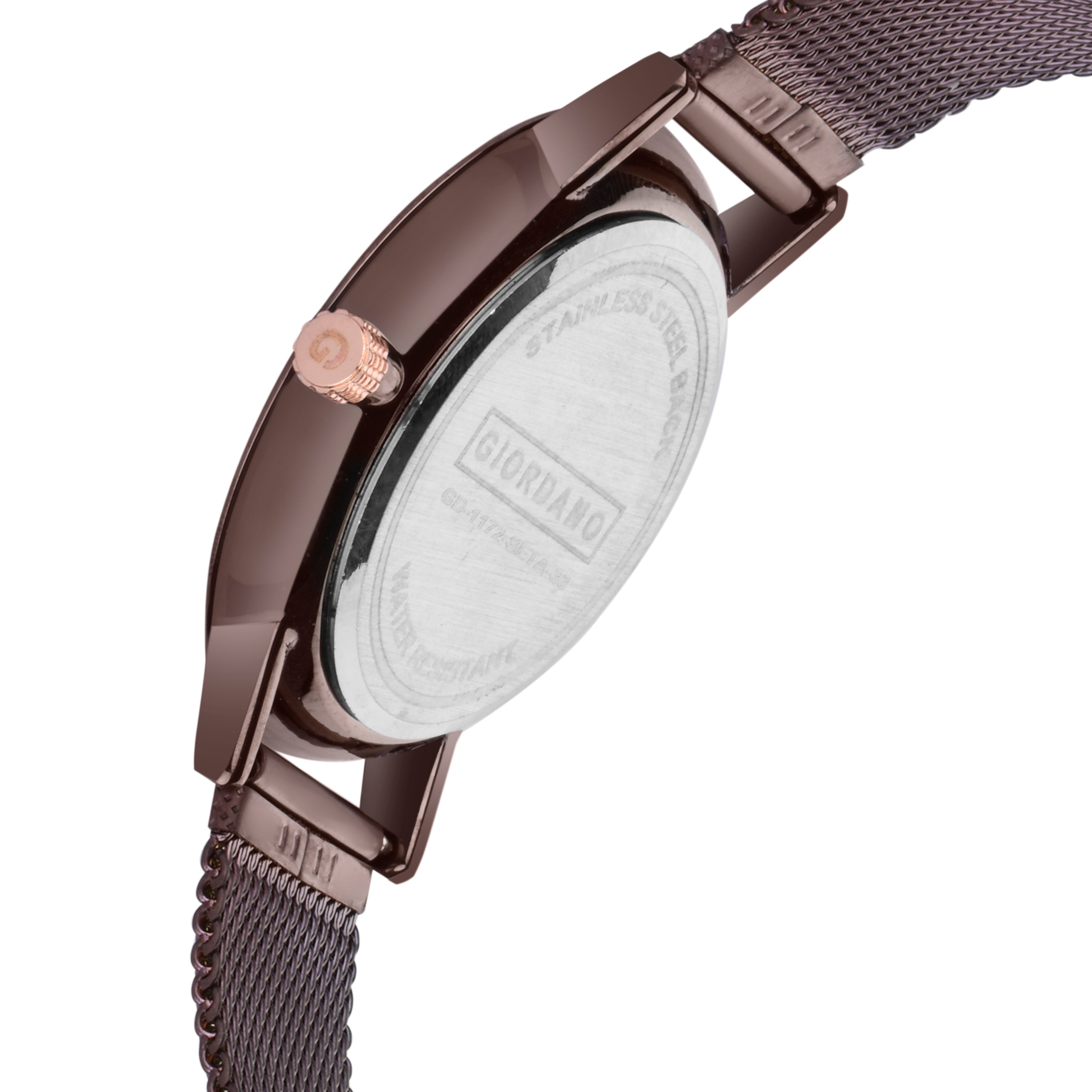 Giordano Rose Gold  Analog Stylish Watch for Couple with Stylish dial with Roman Indicess and mesh Metal Strap GD-1172-SETA-33