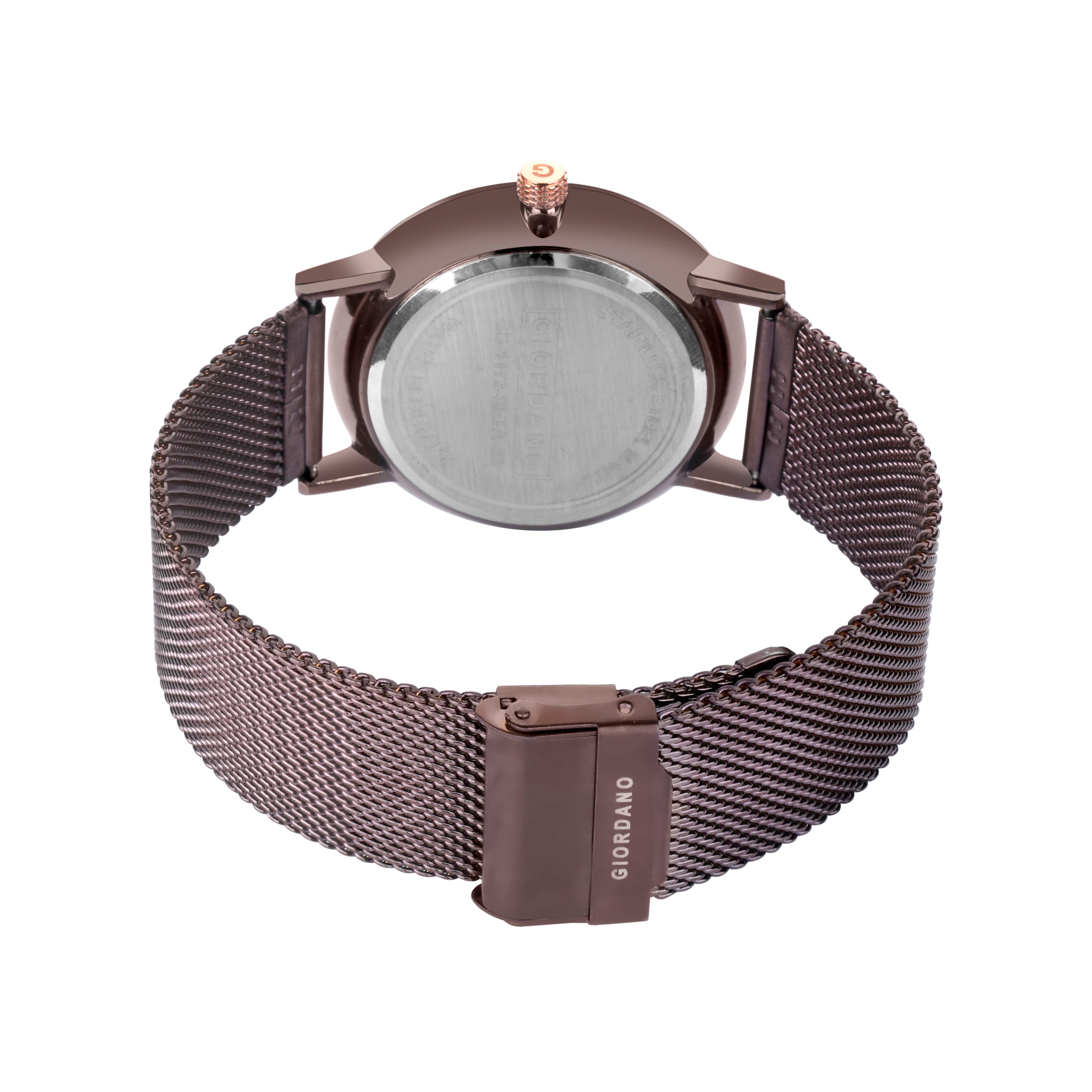 Giordano Rose Gold  Analog Stylish Watch for Couple with Stylish dial with Roman Indicess and mesh Metal Strap GD-1172-SETA-33