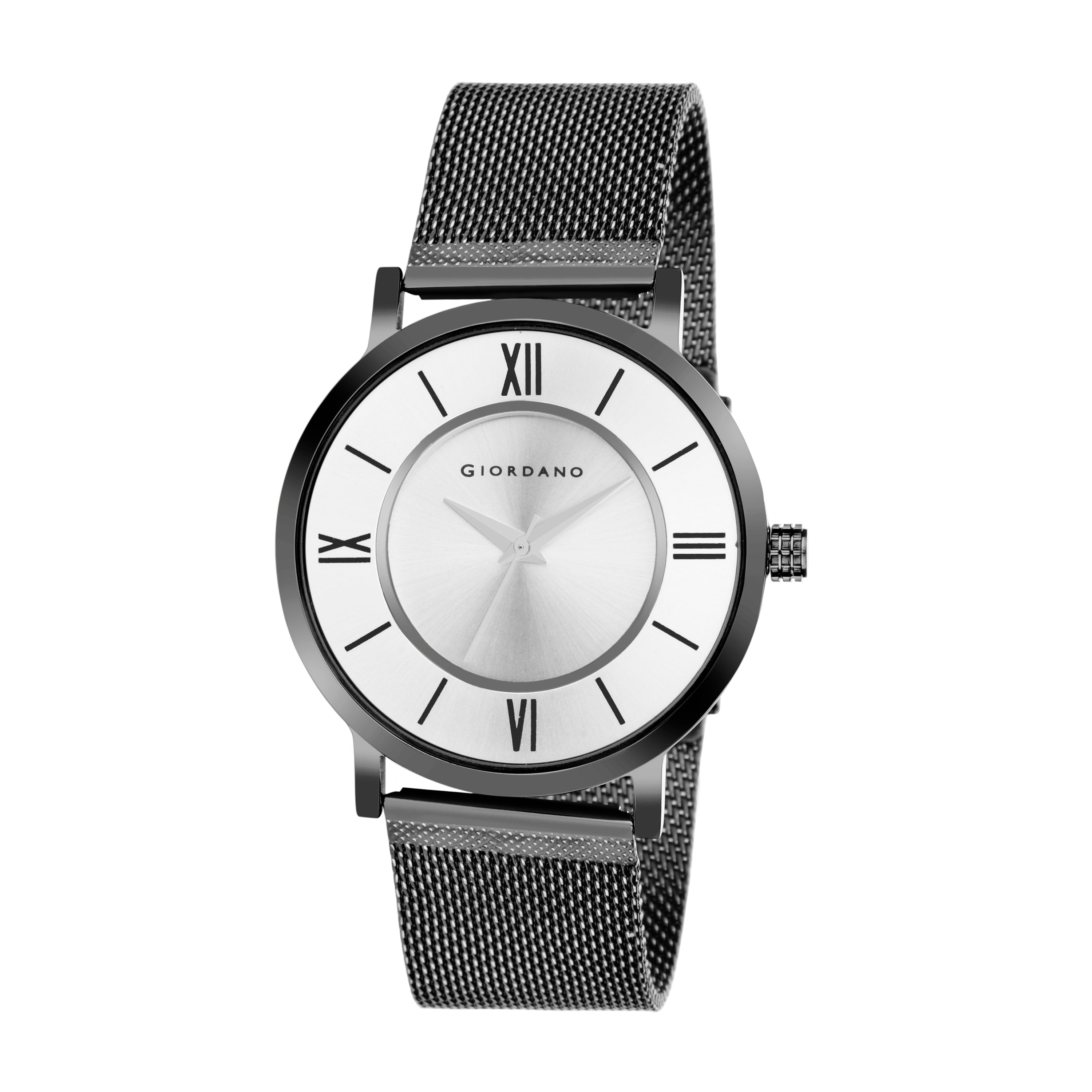 Giordano Rose Gold  Analog Stylish Watch for Couple with Stylish dial with Roman Indicess and mesh Metal Strap GD-1172-SETA-44