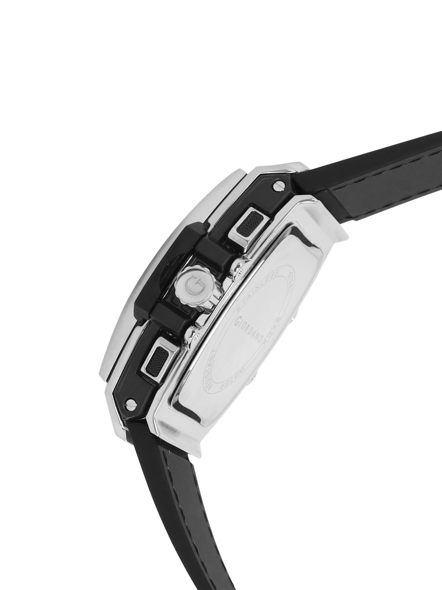 Giordano Terminator Men's Brown Leather Multifunction Watch - with Day, Date, and 24-Hour Sub-Dials | Water Resistant Square Dial Unique Design Wrist Watch for Man | GZ-50098-01