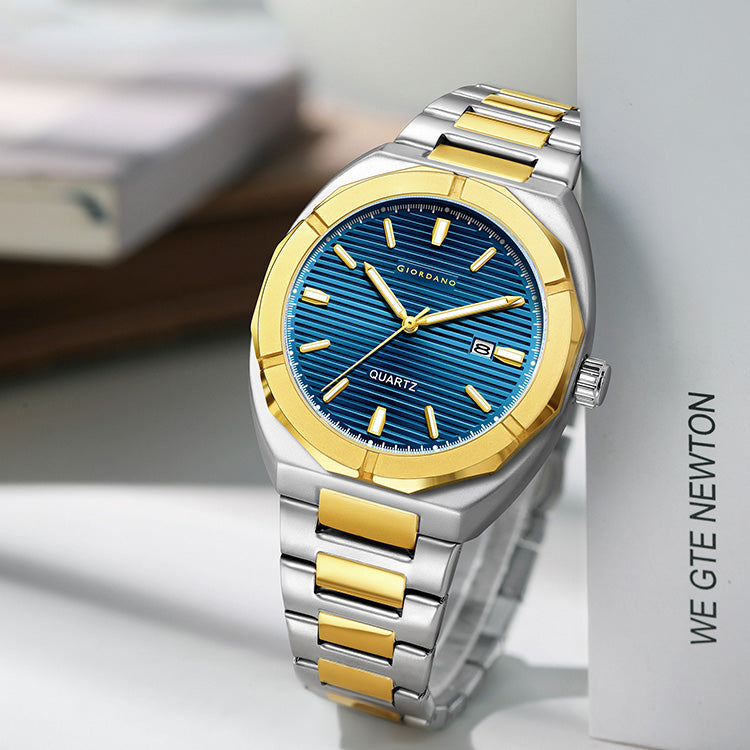 Giordano Modern  Watch for men – Textured Dial, Date Display and Stainless Steel Strap GZ-50141-22