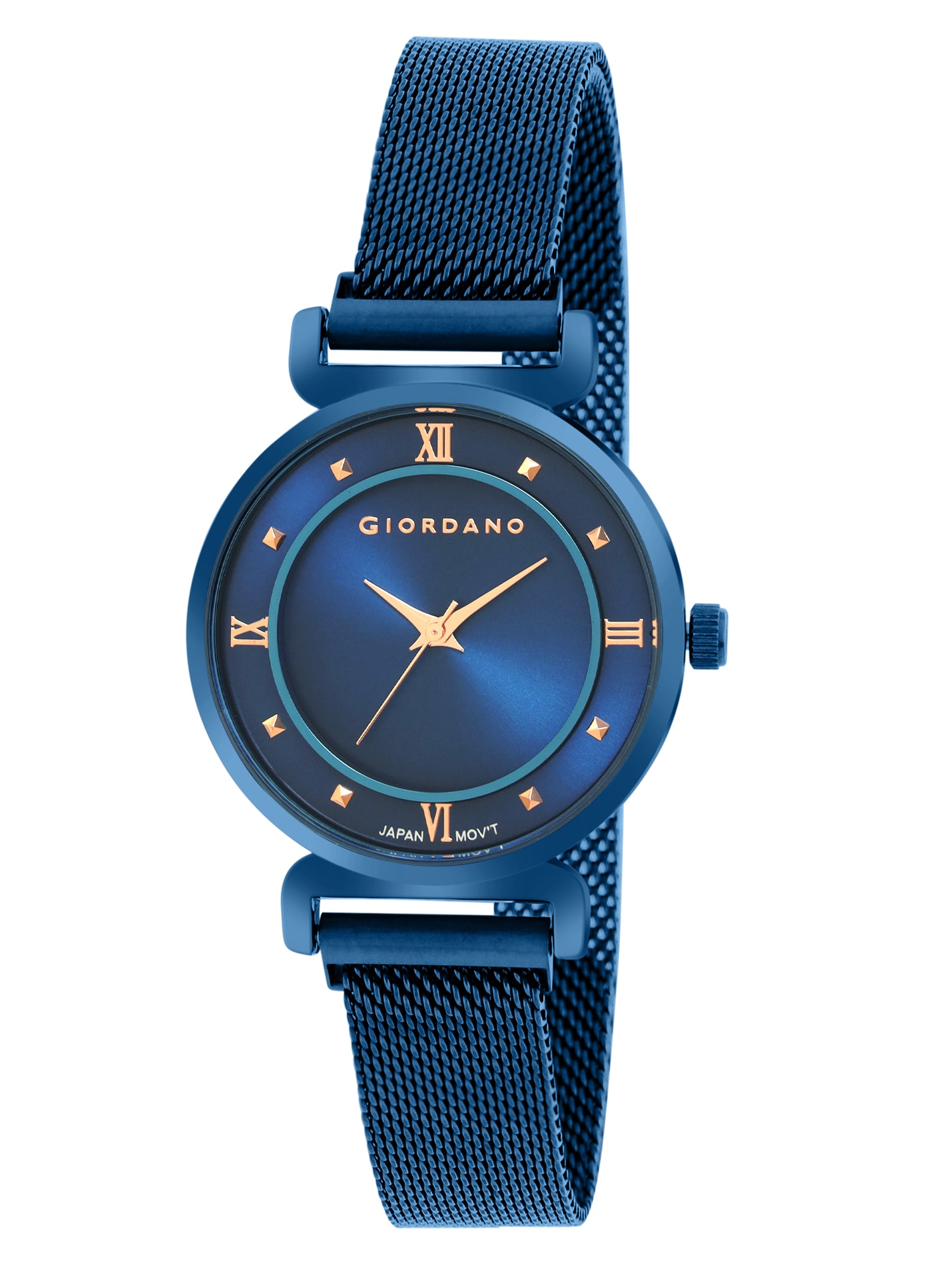 Giordano Silver  Analog Stylish Watch for Women with Mesh Metal Strap, 3 Hand Mechanism and Roman Numerals GZ-60062-44