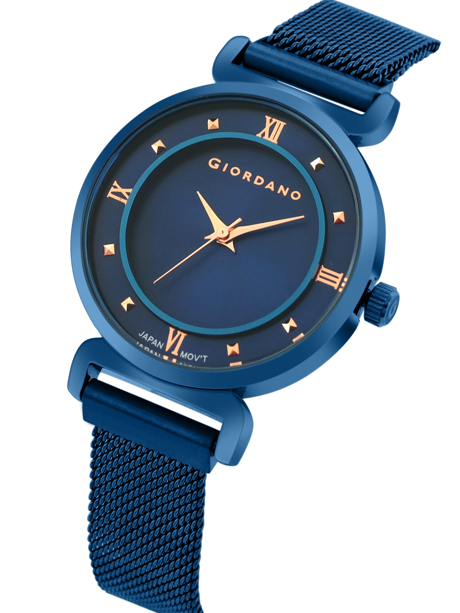 Giordano Silver  Analog Stylish Watch for Women with Mesh Metal Strap, 3 Hand Mechanism and Roman Numerals GZ-60062-44