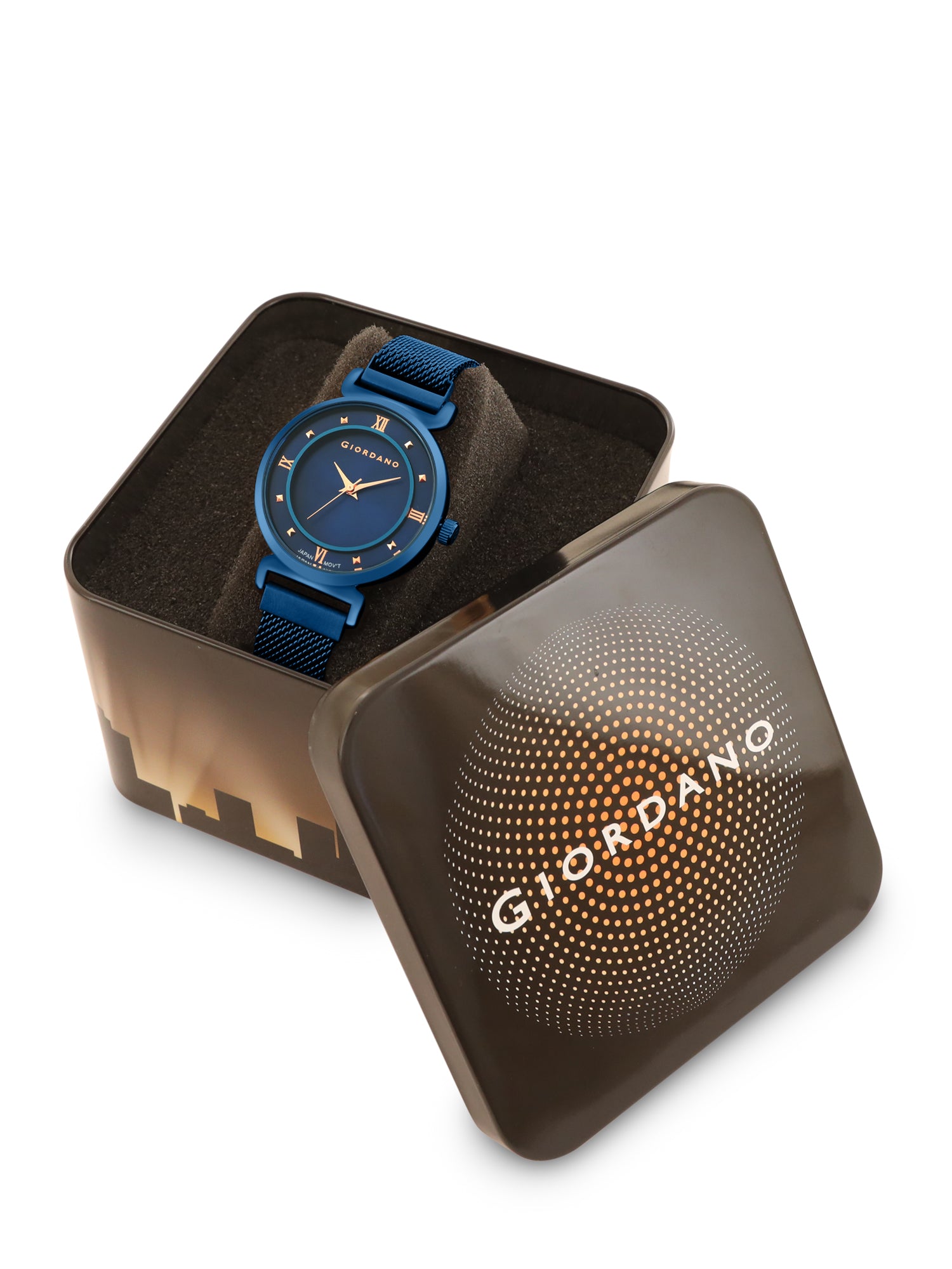 Giordano Silver  Analog Stylish Watch for Women with Mesh Metal Strap, 3 Hand Mechanism and Roman Numerals GZ-60062-44