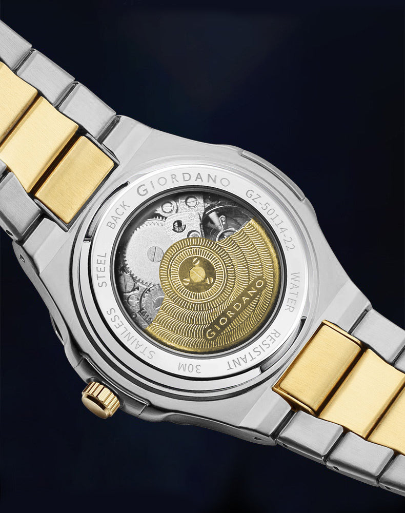 Giordano Dual-Tone Skeleton Automatic Stainless Steel Watch for Men with Luxurious Gold Accent Case | GZ-50114-22