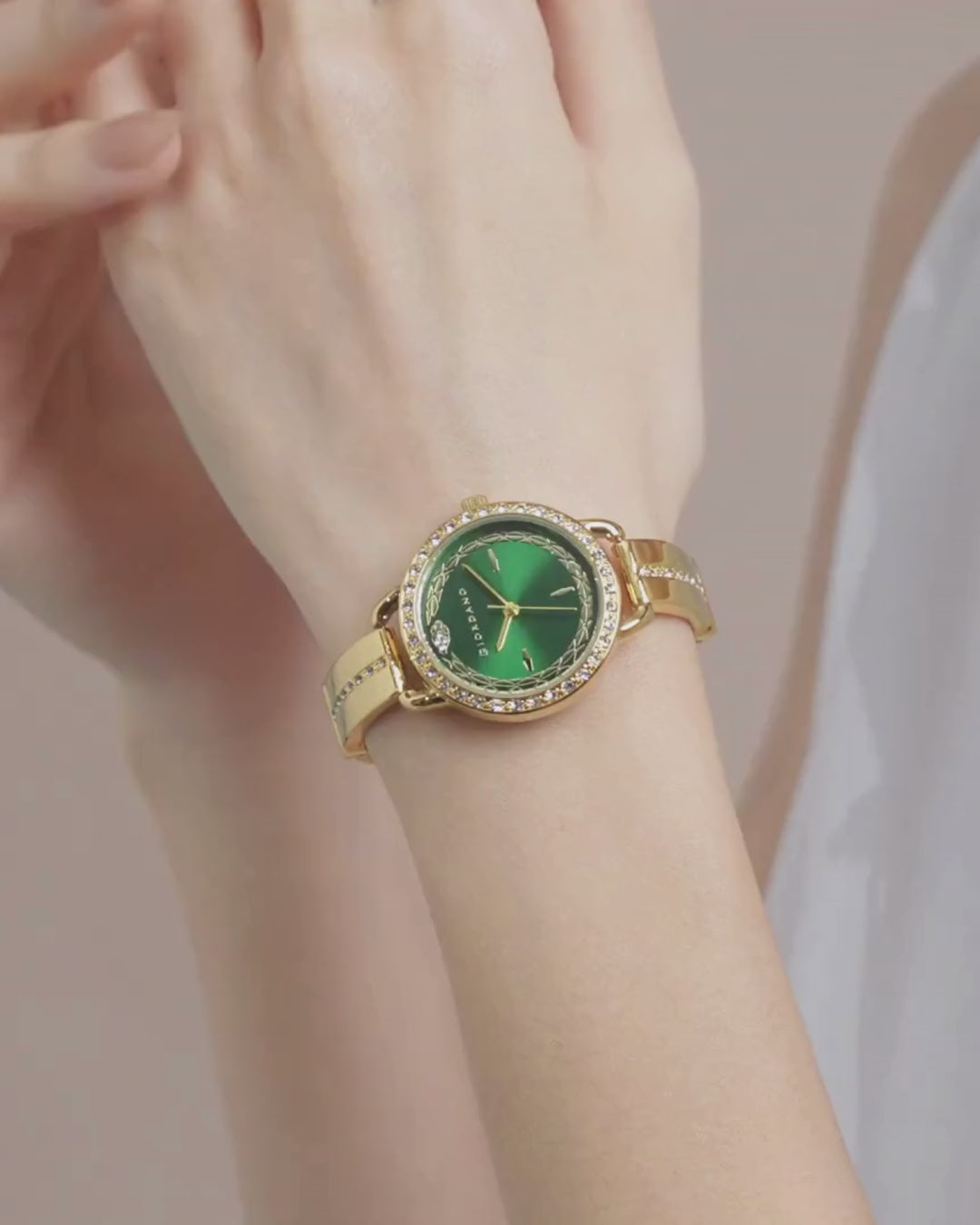 Giordano Luxury Fashion Analog Watch for Women with Elegant Dial, Crystal-Studded Bezel, Stainless Steel Strap & Water Resistant GZ-60133-33